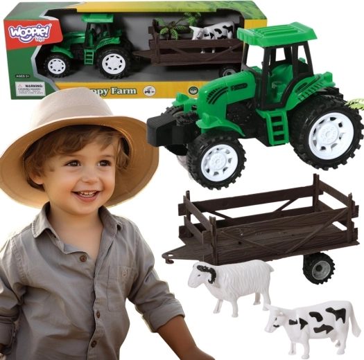 Woopie farmársky traktor s prívesom a zvieratkom
