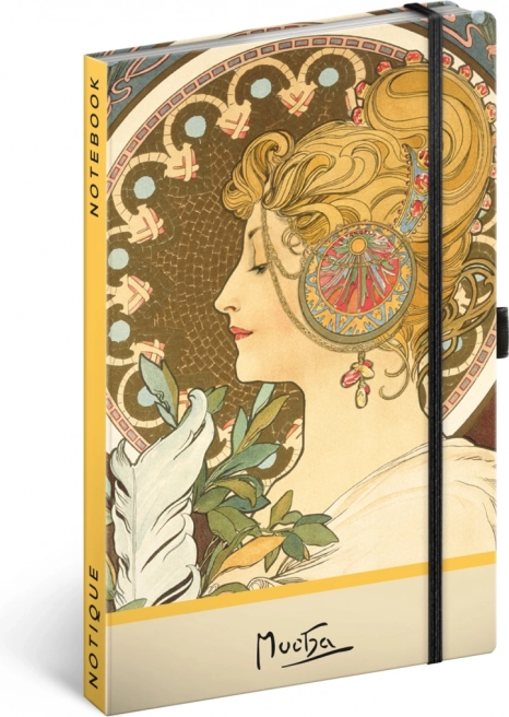 Zošit Alfons Mucha – Pero, bodkovaný, 13 × 21 cm