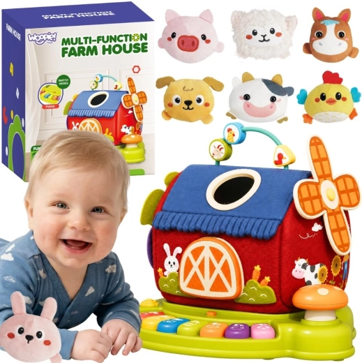Woopie Baby interaktívna farma – domček so sorterom a pianom + 7 plyšových zvieratiek
