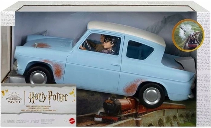 Zberateľský set Harry Potter: lietajúci Ford Anglia s figúrkami Harry Potter a Ron Weasley