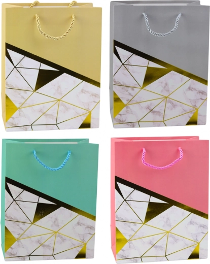 Darčeková taška s geometrickými vzormi a mramorovým efektom 23 x 18 x 10,5 cm