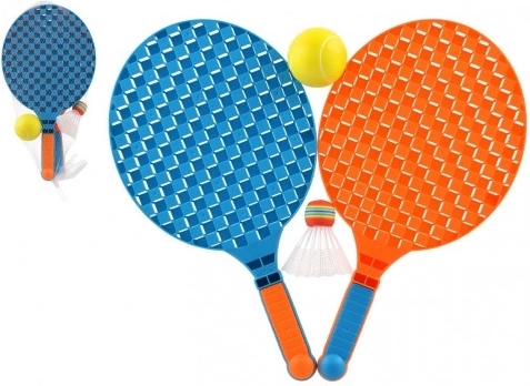Sada plastových pálok na soft tenis s loptičkou a košíčkom