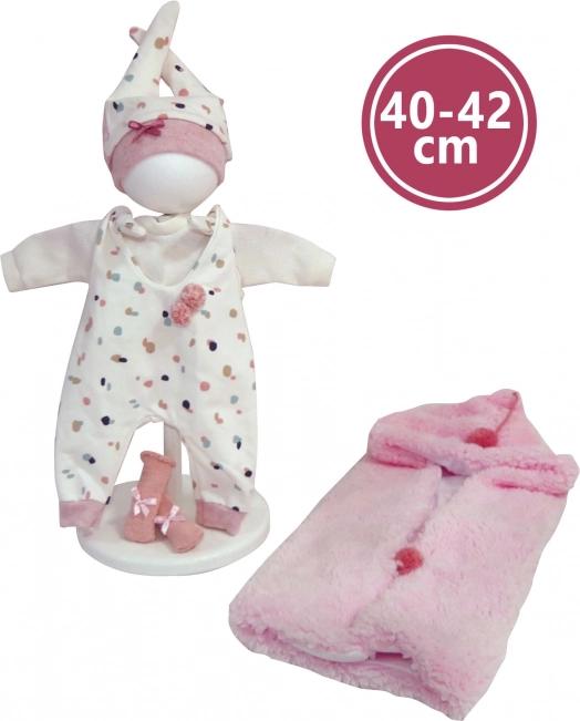 Oblečenie pre bábiku NEW BORN 40–42 cm – 4-dielna sada s obojstrannou dečkou