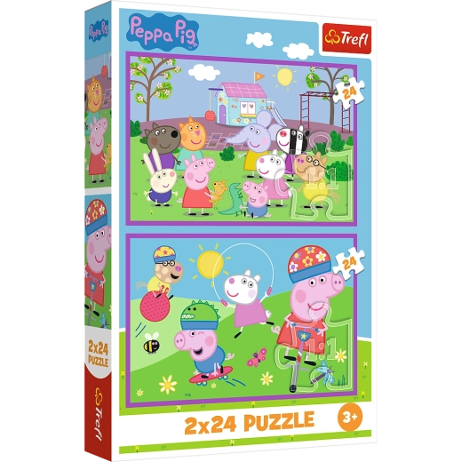 Puzzle 2x24 Peppa na ihrisku - Peppa Pig