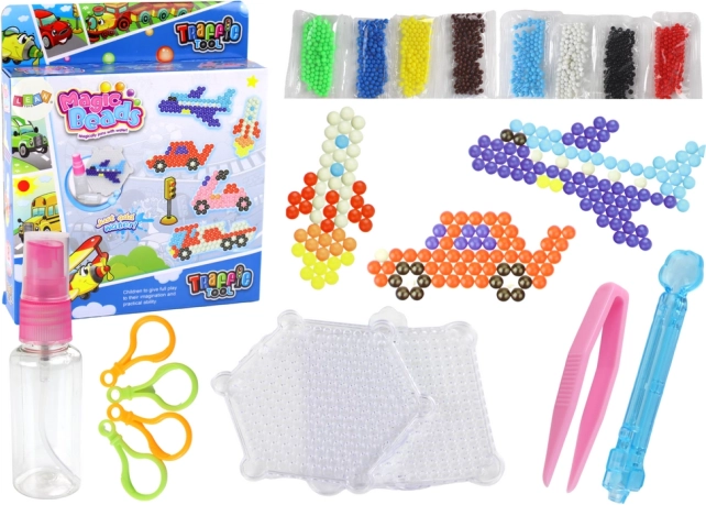 Vodné koráliky DIY – 8 farieb, dopravné motívy