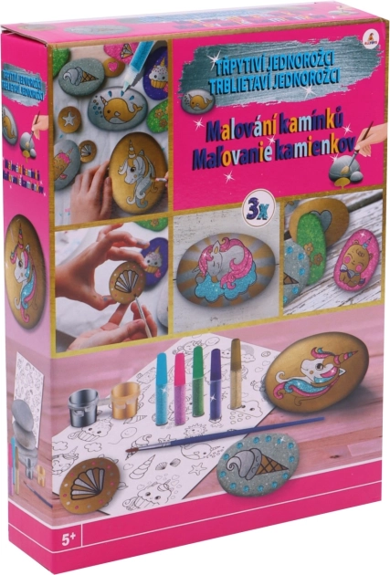 Maľovanie na kamienky – trblietavý jednorožec