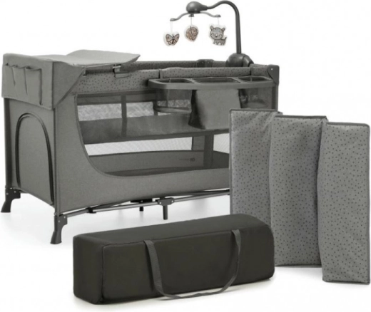 Cestovná postieľka JOY 2 dark grey s príslušenstvom