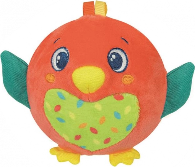 CLEMENTONI BABY Plyšová loptička Vtáčik s hrkálkou