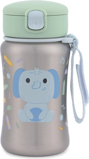 Skip Hop nerezová fľaša s brčkom Besties Squad slon 350 ml (12m+)