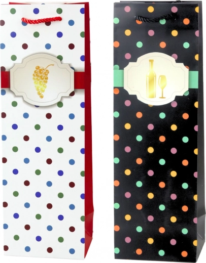 Darčeková taška na víno s bodkami 35 × 12 × 9 cm