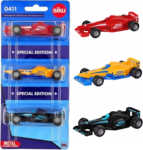 Siku sada 3 závodných áut formule z kovu