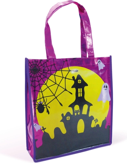 Halloweenska darčeková taška s motívom hradu, fialová