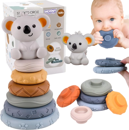 Woopie Baby vzdelávacia pyramída a hryzadlo Koala 2 v 1