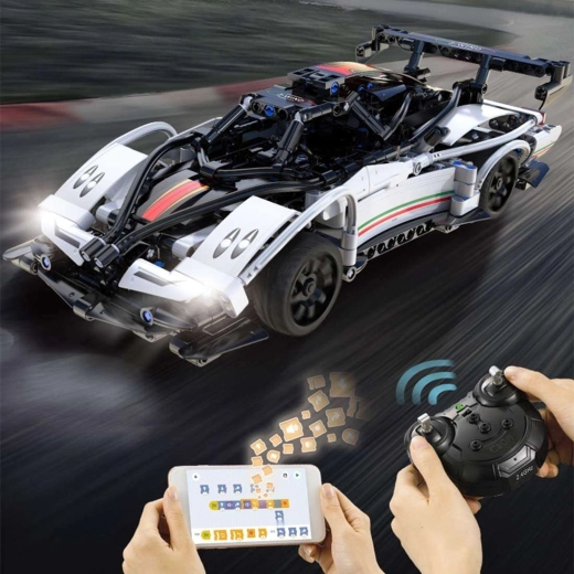 Stavebnica CaDA RC pretekárske auto Z-Wind, biele, 457 dielikov, Dual Mode