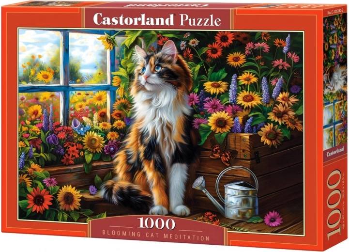 Puzzle 1000 dielikov mačka medzi kvetmi