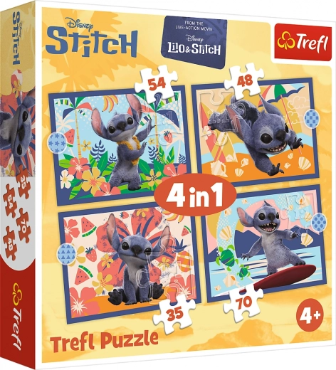 puzzle 4v1 dovolenka na havaji - disney stitch trefl