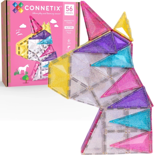 CONNETIX Trblietavá jednorožčia sada magnetických stavebníc 56 dielov