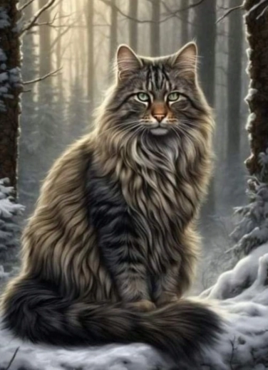 Diamantové Maľovanie Kocúr v Lesa 30x40cm