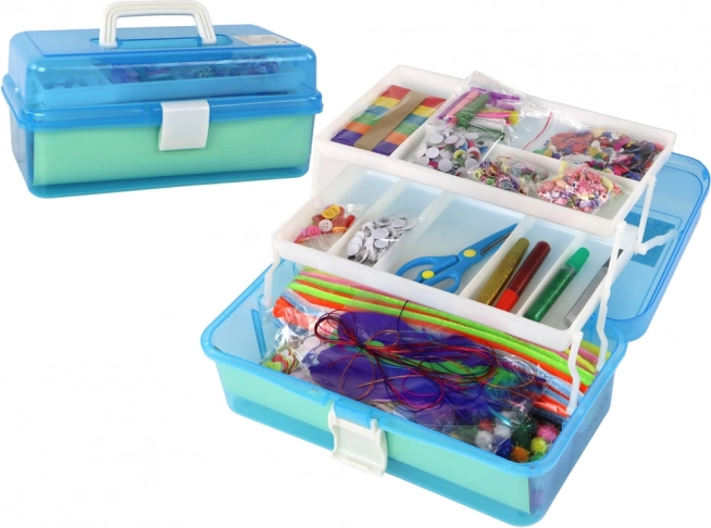 Modrá rozkladacia kufríková kreatívna umelecká sada DIY