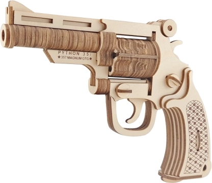 Woodcraft drevené 3D puzzle revolver