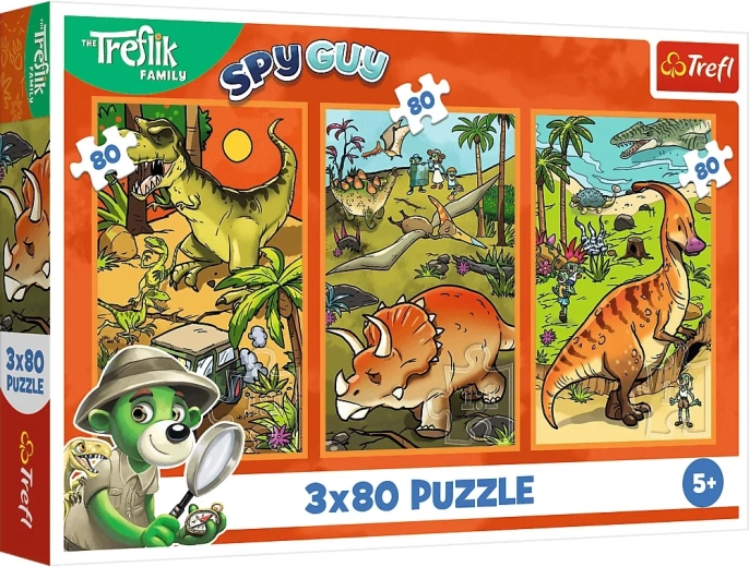 Puzzle Trefl Treflíci v svete dinosaurov 3x80 dielikov