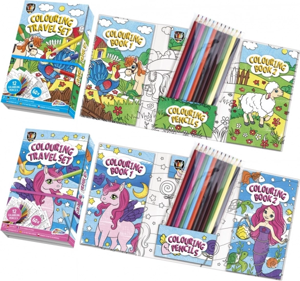 Omaľovánky s 12 pastelkami v praktickom puzdre