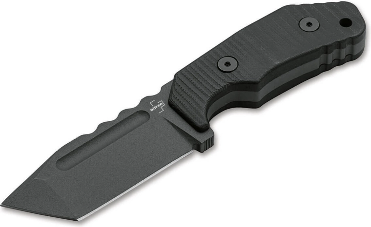 Böker Plus Little Dvalin Tanto Black pevný nôž 8 cm, čierny, G10, titán, puzdro Kydex