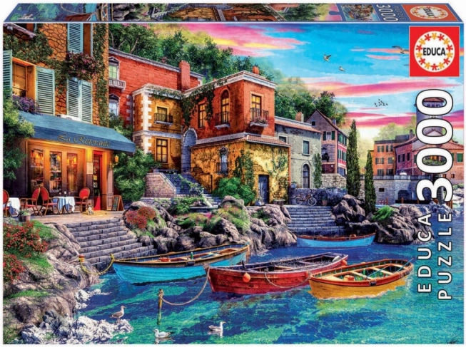 Puzzle 3000 prvkov Západ slnka Como Taliansko