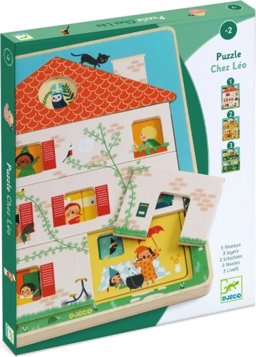 Drevené puzzle Domček Chez Léo DJECO