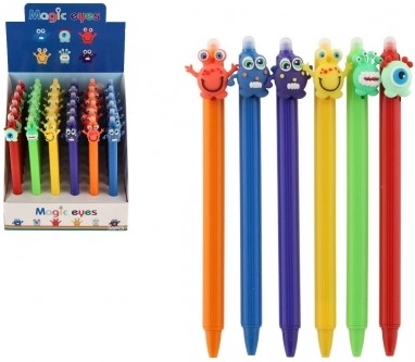 Gumovacie pero s monštróznymi motívmi 15 cm, plast, mix farieb