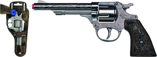 Kovbojský strieborný kovový revolver na kapslíky – 8 rán