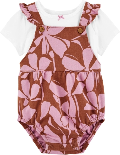CARTER'S 2-dielny set: tričko s krátkym rukávom a traky/šortky s kvetinovým vzorom – 6m