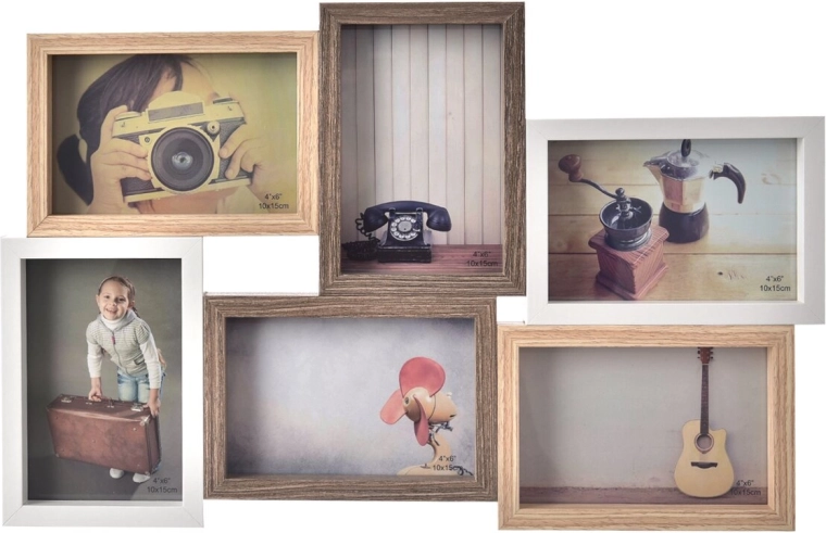 Drevený fotorám na 6 fotografií 50 × 32 cm