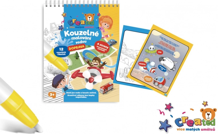 Kúzelné maľovanie vodou – blok, 4 listy – Doprava