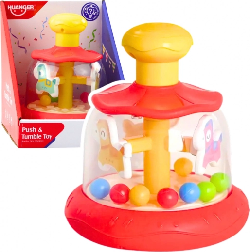 Interaktívny kolotoč bábovka s guľôčkami pre bábätko červený