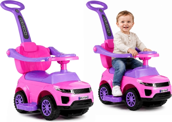 Detské odrážadlo s vodiacou tyčou Sport Car ružové
