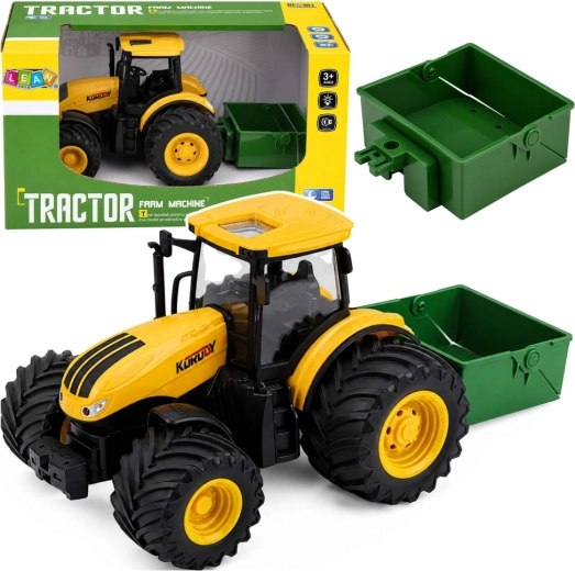 Poľnohospodársky traktor s rozmetadlom hnojiva 1:24 so svetlami a zvukmi