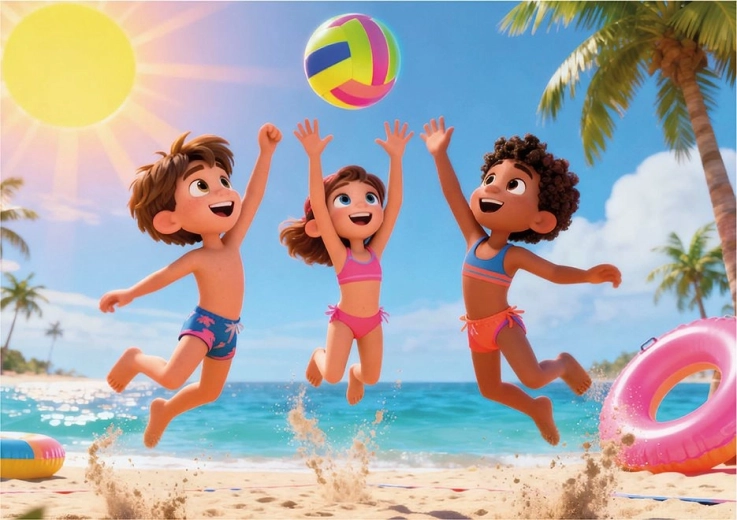 Veselé plážové ilustrácie motivujú k hre