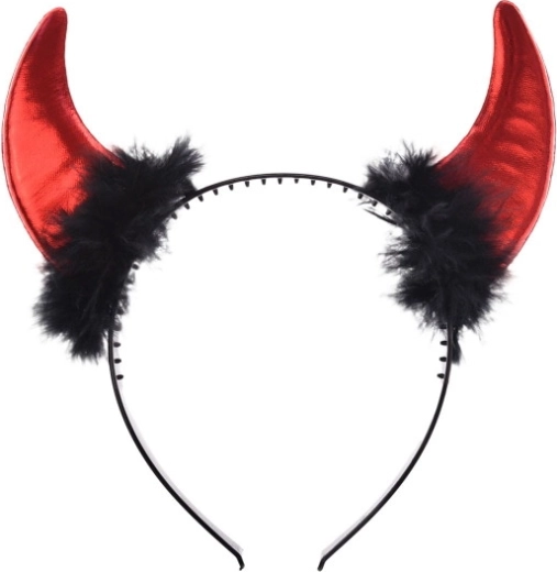 Metalizované červené diabolské rohy na Halloween