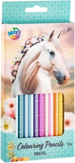 Pastelové pastelky s motívom bieleho koňa – sada 12 ks