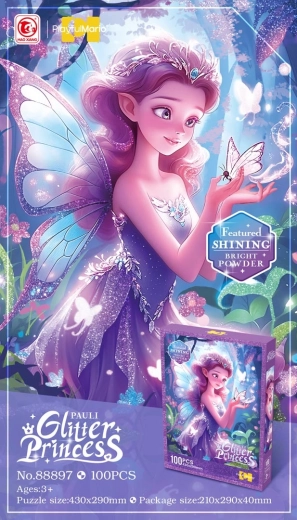 Puzzle 100 dielikov – fialová víla s trblietkami
