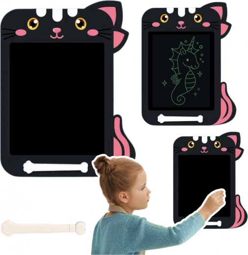 Zmazopísač LCD tablet pre deti s motívom mačky - čierny