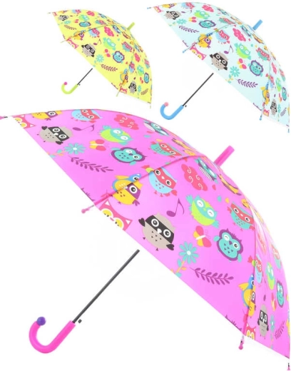 Detský automatický dáždnik so sovičkami 83 × 66 cm - 1 kus