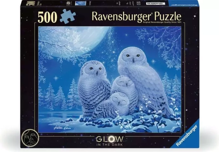 Ravensburger svietiace puzzle Sovy za mesačného svitu 500 dielikov
