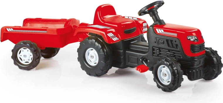 Šliapací traktor Ranchero s vlečkou červený