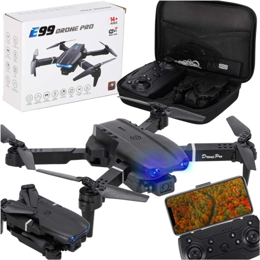 Diaľkovo ovládaný dron E99 Pro s dvoma kamerami 720p a puzdrom
