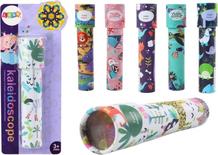 Detský kaleidoskop so zvieratkami – biely