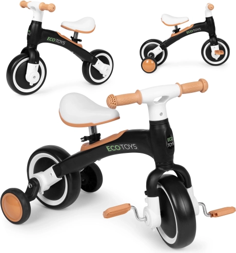 Odrážadlo s pedálmi 3v1 čierne ECOTOYS