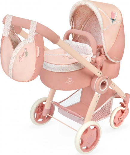 Skladací kočík pre bábiky 3 v 1 s taškou Tulipe 70 cm