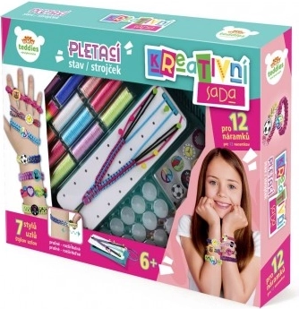 kreatívna sada na výrobu náramkov s pletacím stavom a doplnkami